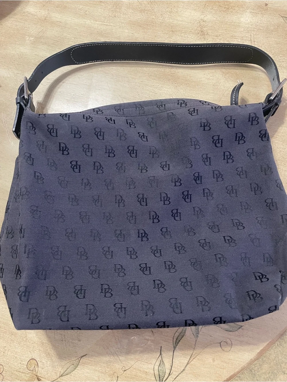 Dooney & Bourke Black Monogram Shoulder Bag with Black Strap